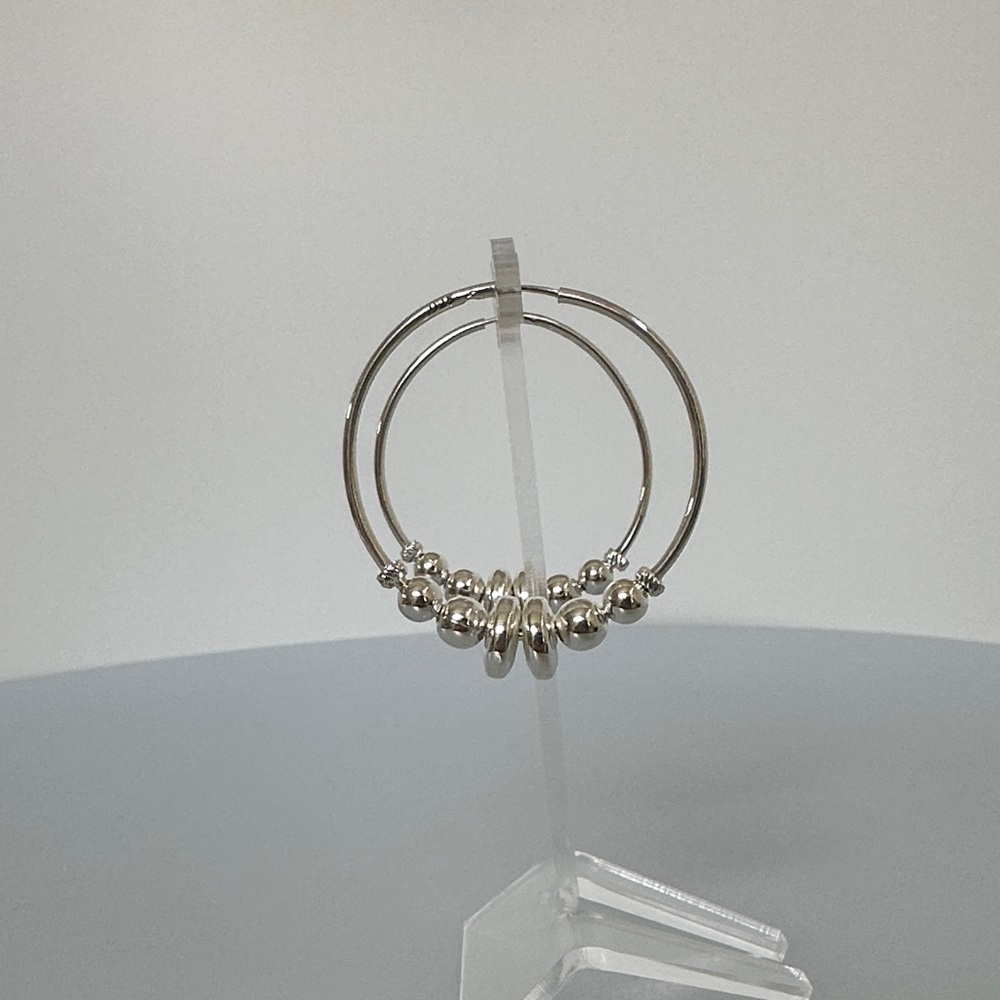 925 sterling Silver Hoops Drop Earrings - Picture 4 of 5